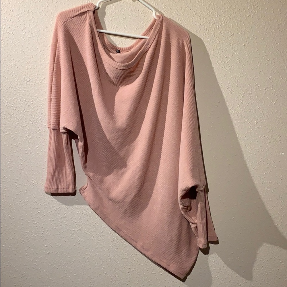 Pink batwing off the shoulder sweater